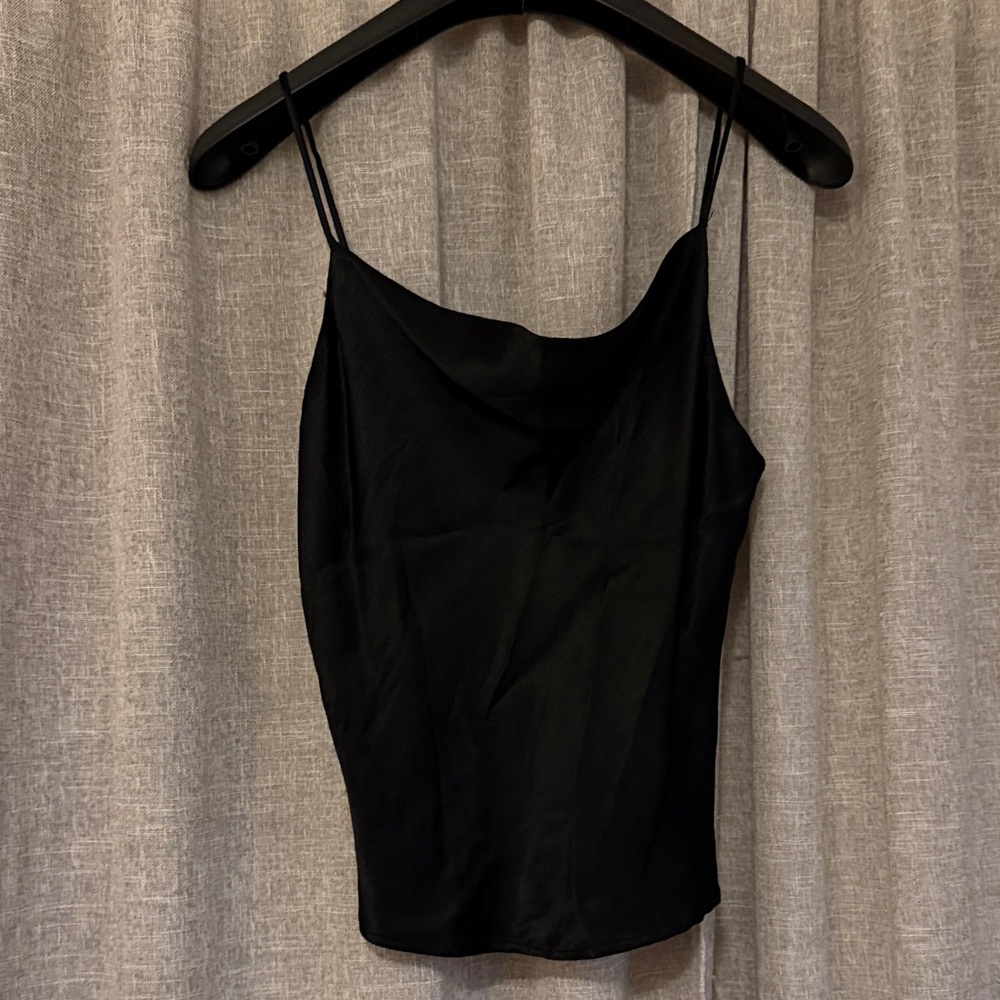 Zara Black Satin Cowl Neck Camisole
